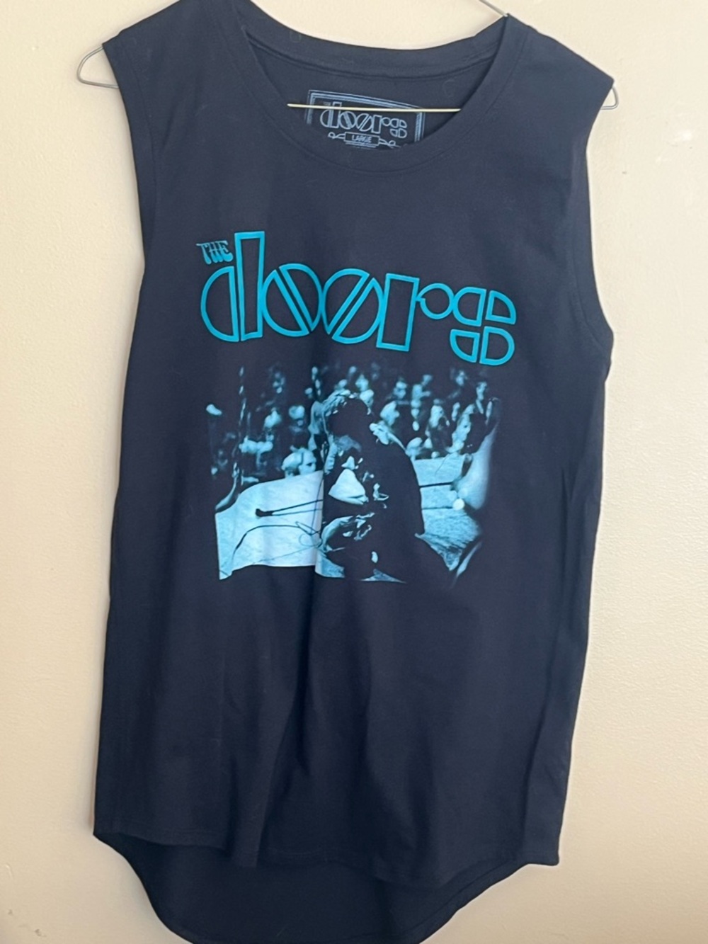 The Doors Black Sleeveless Band Tee with Teal Graphic